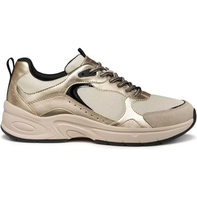 GEOX ZARVIA DAMES Sneakers - MELKWIT/LICHTGOUD - Maat 36