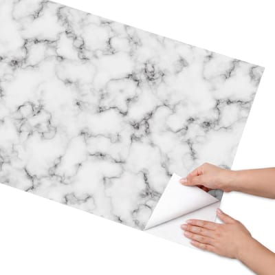 Coloray Meubel Wrap Folie - Wit Meubelfolie - 65x130 cm - Meubelfolie Zelfklevend Marmerpatroon - Wrapfolie Keuken - Minimalist Meubelfolie - Decoratiefolie - Tafeldecoratie - Texturen