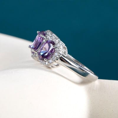 POMOiii Mode Gecontracteerde Stijl Damesringen Glanzend Paars Zirkonia Delicate Accessoires Voor Feest Vrouwelijke Esthetische Sieraden 10