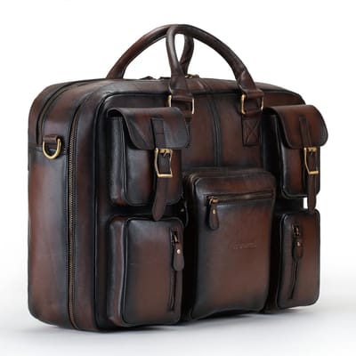 DE LAMASSU® (Kasper) XL Leren Business Tas 17 Inch – Echt Rundleer – Extra Ruim – 180° Openklapbaar – Premium Werk- & Reistas Unisex