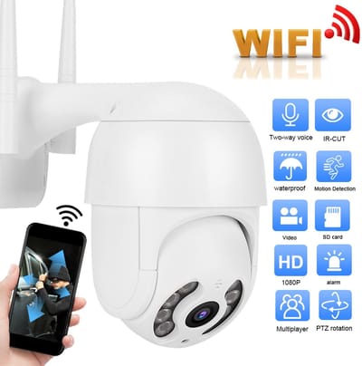 Dailygoody - Waterproof PTZ Dome Camera - 1080P WiFi - Nachtzicht - Bewakingscamera - Beveiliging - Binnen en Buiten - Zwart