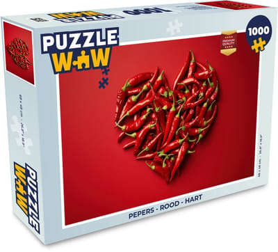Puzzel Pepers - Rood - Hart - Legpuzzel - Puzzel 1000 stukjes volwassenen