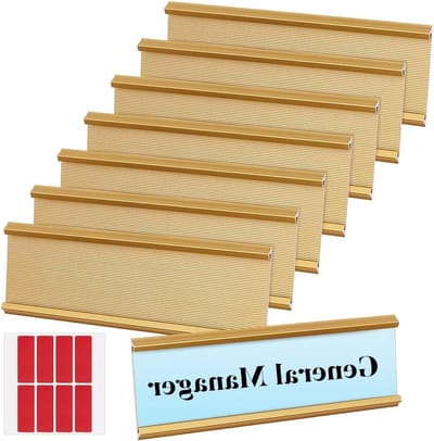 Naamplaathouder Kantoor - Naambordje Houder - Deur Bewegwijzering - Elegante Gouden Afwerking - 8 Stuks 18cm - Goud