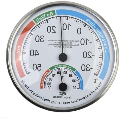 Analoge Thermometer Hygrometer - Klimaatmeter Kamer - Klimaat Bewaken - Grote Duidelijke Schaal - 13 cm Diameter - Wit