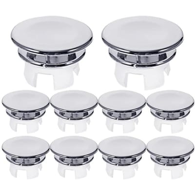 Couvercle de trop-plein de trou d'évier rond anneau de trop-plein creux de lavabo de ménage bouchon de vidange de bain couvre les accessoires de salle de bains de cuisine 12PCS
