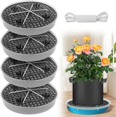 SnelShoppen - 4 stuks Zelfbewaterende Stoffen Potten met Onderzetters, 30 cm, Automatisch Bewateringssysteem voor Potplanten, Decoratieve Tuinen en Bi