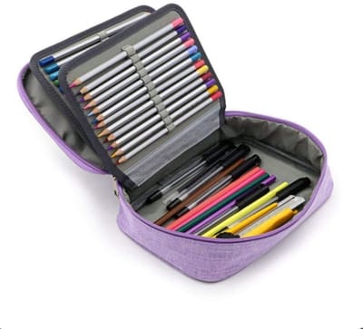 Dailygoods- Pennenetui grote capaciteit - Draagbaar etui - Pennenhouder - Robuust materiaal - Schrijfwaren - Afmetingen 23 x 16,5 x 6,5 cm