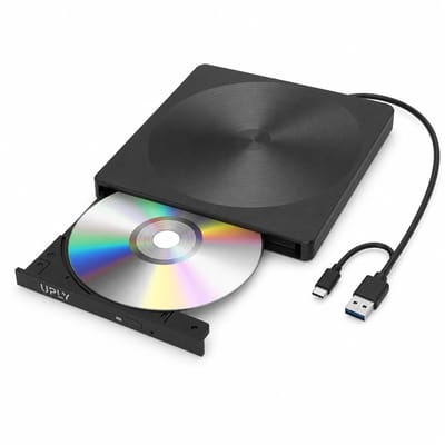 UPLY Externe DVD Speler - Windows en Mac - USB C en USB 3.0 - Externe DVD Speler voor Laptop - Externe DVD Speler en Brander - CD