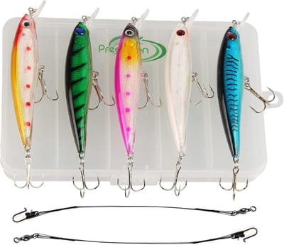 Kunstaas Pluggen Set - Roofvis Lokaas - Vissen op Roofvis - Inclusief Stalen Onderlijnen - 11.2cm - Felle Kleuren