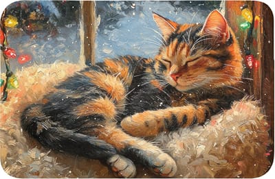 Badmat 60x40 cm - Antislip - Kat - Kerst - Winter - Dier - Badmatten voor badkamer - Badkamermat - Douchemat - Badkamer mat