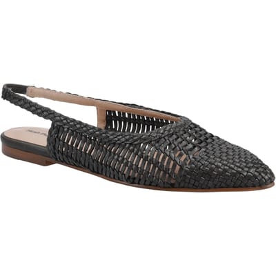 Hush Puppies Dalia Geweven Leer Dames Zwarte Ballerina's