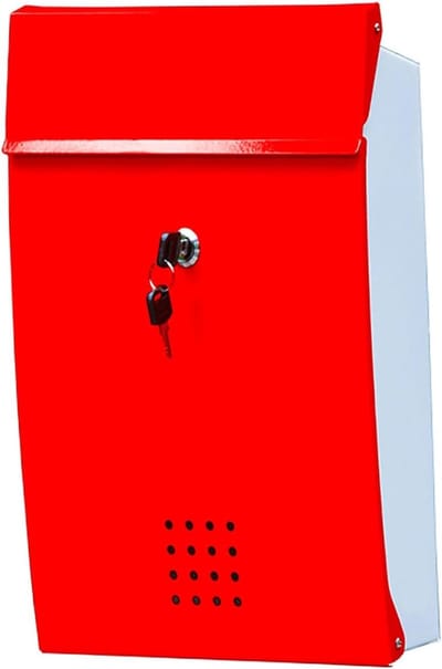 Wandmontage brievenbus - Buitenpost - Post ontvangen - Afsluitbaar ontwerp - 37x25x7 cm - Rood