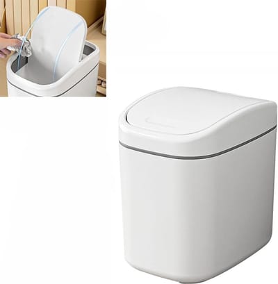 Aanrecht Afvalbakken - Auto Prullenbak - Met Klepdeksel - Aanrecht Afvalbakje - Mini Prullenbak - Tafelafvalemmer - Plastic Vuilnisemmer - Badkamer Afvalbakje -Recycle Afvalbak - Handig Prullenbak - Kantoor Prullenbakken - Wit