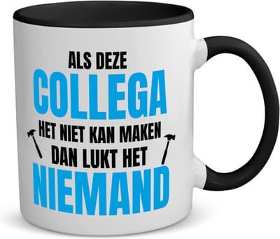 Akyol - als deze collega koffiemok - theemok - zwart - Collega - een collega - werk - afscheidscadeau - verjaardagscadeau - kado - 350 ML inhoud