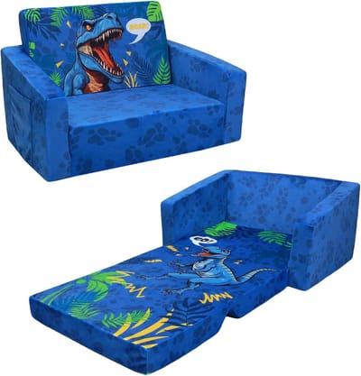 Kinderbank Omvormbaar - Zetel Bedje - Spelen en Rusten - Inclusief Opbergvak - 60 x 41 cm - Dino Print