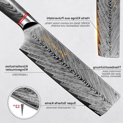 Professionele Japanse Nakiri Koksmes met Titanium Coating - RVS Groentemes voor Precisie Snijden en Koken