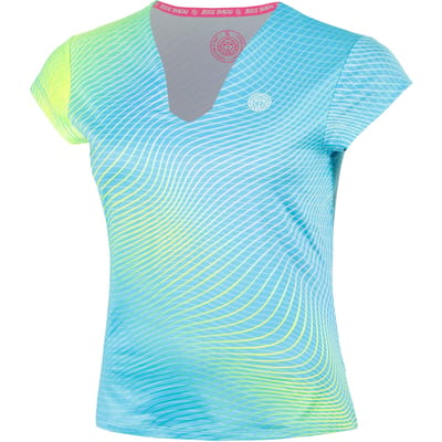 BIDI BADU Out of Control V-Neck T-shirt Dames-lichtblauw, neongeel
