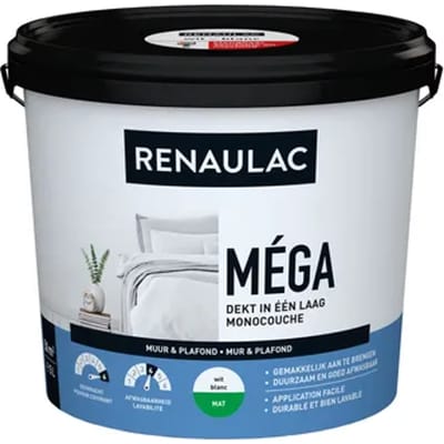 Renaulac Muur & Plafond Muurverf - Mat - Wit - 5l