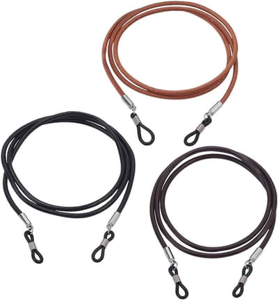 Verstelbare brillenband van rundleer - Universeel koord voor brillen en zonnebrillen, ideaal voor mannen en vrouwen, met ketting om de hals