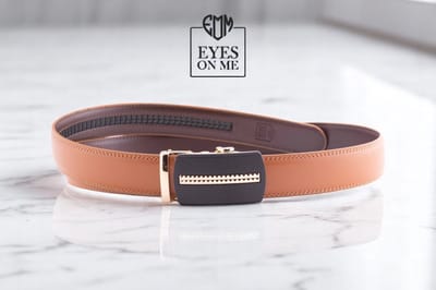 Camel lederen riem zonder gaatjes met automatische gesp voor heren ( model N185 )