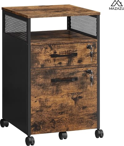 MIRA Home - Archiefkast - Nachtkast - Bruin - Metaal - ‎44x42x69cm
