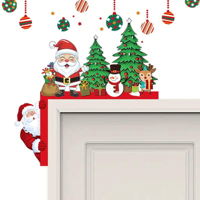 Dailygoods- Kerstdecoratie Houten Ronde Stickers - Kerstversiering Buiten - Kerstboom Decoratie - Kleurrijke Deurdecoratie - Duurzaam Materiaal - 52 Gram