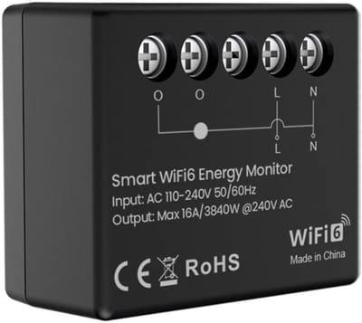 WiFi Vermogensmeter - Energiekostenmeter - Energieverbruik Monitoren - App en Spraakbediening - 3.4 x 2.9 cm - Zwart