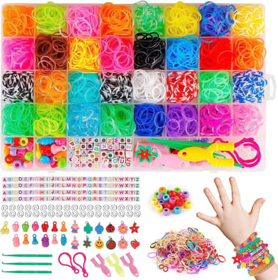 Loom -Loombandjes-loombandjes starterspakket- Eco Friendly Latexvrije Loom Elastiekjes -40 vierkantenHoge capaciteit-Veel accessoires-2024 loom-32 kleuren