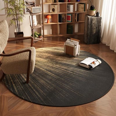 Lichte Luxe Slaapkamer Decor Rond Tapijt Moderne Stijl Tapijten voor Woonkamer Wasbare Bedzijde Zachte Vloermat Antislip Studiekamer Kleed 80x80CM brown