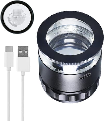 Draagbare Lezen Vergrootglas met 6 LED-lampen, Oplaadbaar, 25mm Kijkveld voor Sieraden, Edelstenen en Munten