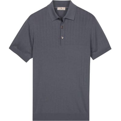 Thomas Maine Polo Pullover Stroke Pattern Knit Storm Blue / male