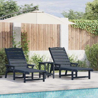 vidaXL - Ligstoel - 3 - st - Polyetheen - Marineblauw