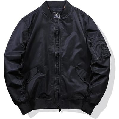 Veste de bombardier d'automne et d'hiver pour homme, uniforme de baseball de l'armée de l'air, veste de travail grande taille 4XL black