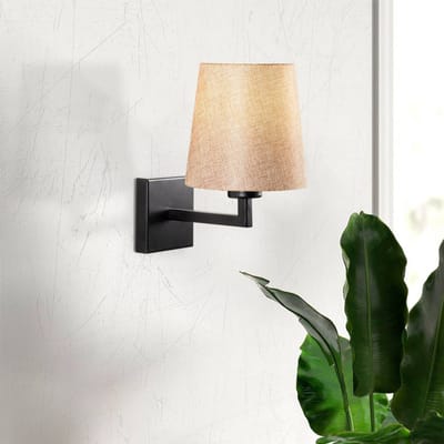 Opviq Wandlamp profiel, zwart/crème, metaal/stof, hoogte 30 cm