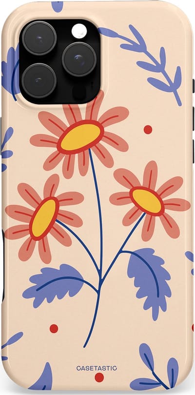 Casetastic hoesje geschikt voor Apple iPhone 16 Pro Max - MagSafe - Dubbellaagse bescherming - Perzikbloem trio - Fashion Case - Lavendel Perzik Zand