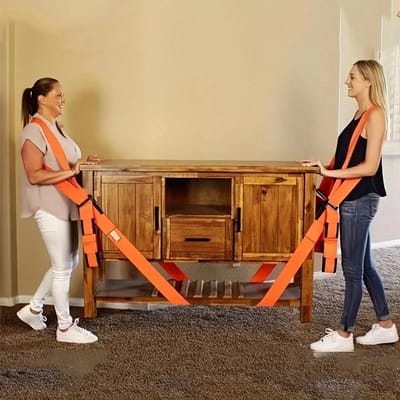 Arbeidsbesparende Meubel Draagriemen - Sterke Verhuisriemen voor Zware Voorwerpen - Ergonomisch, Herbruikbaar & Duurzaam - Tot 200kg Draagkracht - Oranje