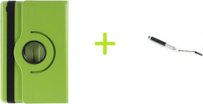 Book Cover Geschikt voor: Samsung Galaxy Tab A7 10.4 (2020) Multi Stand Case - 360 Draaibaar Tablet hoesje - Tablethoes - Groen + Stylus