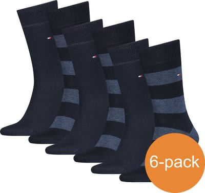 Tommy Hilfiger Sokken Heren Rugby Dark Navy - 6 Paar Donkerblauwe sokken - Maat 39/42