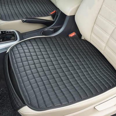 Famanu - Waterdicht autostoelkussen, 2 stuks, universele stoelkussens voor voorstoelen, autostoelbescherming, krasbestendig, autostoelbekleding, antislip, kunstleer, zwart