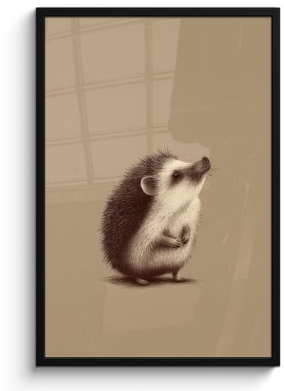 Poster in lijst - Fotolijst 60x90 cm - Posters - Egel - Snuitje - Bruin - Stekels - Posterlijst zwart - Decoratie - Wanddecoratie woonkamer - Muurdecoratie slaapkamer