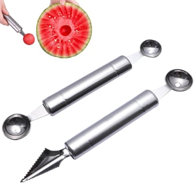 Allecto - Fruit Snijgereedschap Set - Melon Spoon - 2-in-1 RVS - Snijden en Scheppen - Keukenaccessoires - Fruit en Groenten - Geschikt voor Koken ...