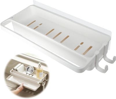 Spoelbak Organizer - Keukenrekje - Keuken Opbergen - Zonder Boren - 28 x 14 cm - Wit