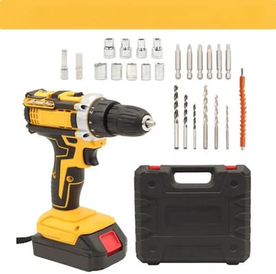 21V Accu Klopboormachine – Schroefboormachine – Boormachine Accu – Accu Schroevendraaier – 120Nm – Borstelloze Motor – 2 x 2.5Ah Lithium-Ion Accu’s – 2 Snelheden – 15 Standen – Incl. Accessoireset – Voor Hout, Steen en Metaal