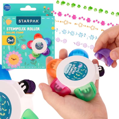 Decoratieve ROLLER-stempel, zelfinktend, creatieve stempel – 5 bloemmotieven