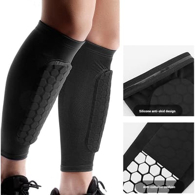 1 paire de Chaussettes Protège-tibias de Football Respirantes Manches Protectrices pour Mollets pour Adultes Adolescents Accessoire de Sport Extérieur noir