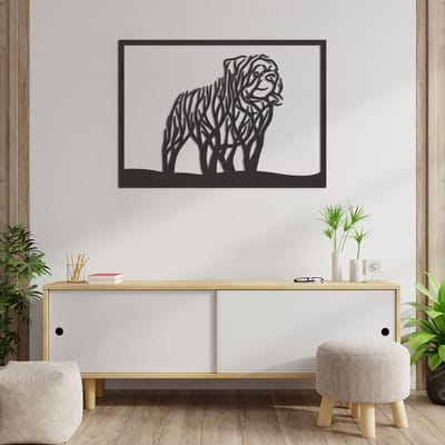 Wanddecoratie Bulldog - Muurdecoratie Bulldog - Muurdecoratie Hout - Wanddecoratie Hout - Muurdecoratie Woonkamer - Wanddecoratie Woonkamer - Wanddecoratie Industrieel - Wanddecoratie Dieren - Home Decor - Wall Line Art - 83 x 59 cm