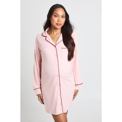 boohoo Dames Zwangerschaps Nachthemd Met Biesdetail | Baby Roze | Maat: 42
