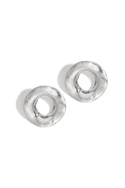Bijoutheek Oorknoppen Open Cirkel Mat Geborsteld Zilver