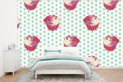 Behang - Fotobehang Patronen - Cupcake - Eten - Breedte 320 cm x hoogte 240 cm