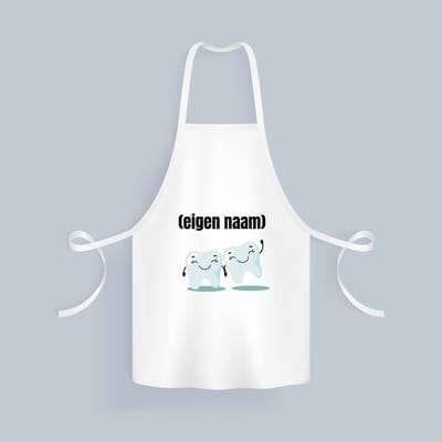 Akyol - 2 tanden Keukenschort - Tandarts - mondhygienist - met eigen naam - leuk cadeau voor iemand die tandarts is - cadeau - kado - 82 bij 71 cm